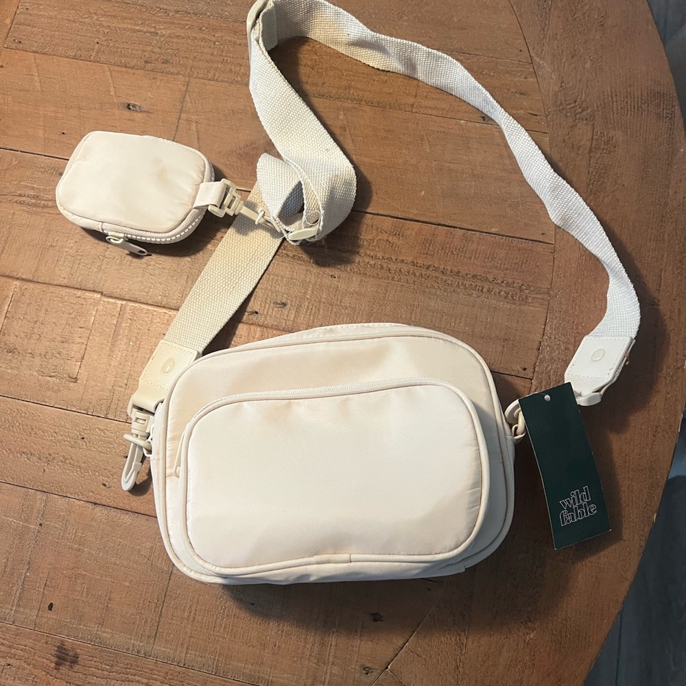 Cream Crossbody Bag with Pouch